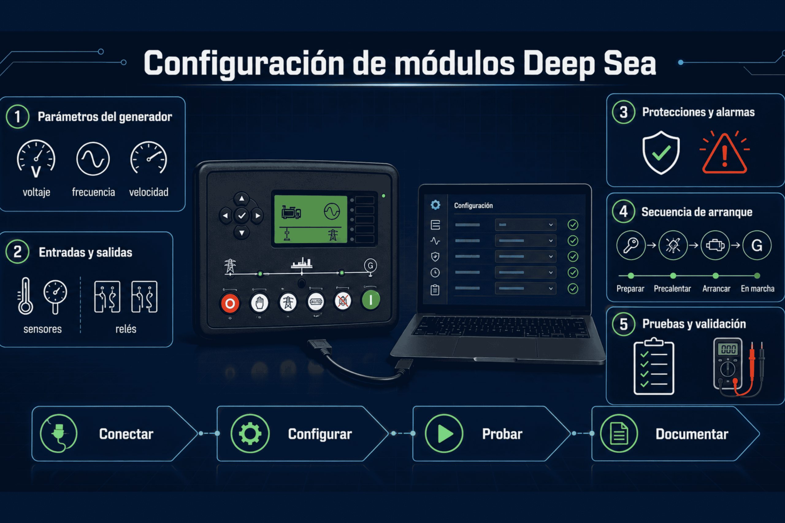 Práctica con módulos de control AMF Deep Sea